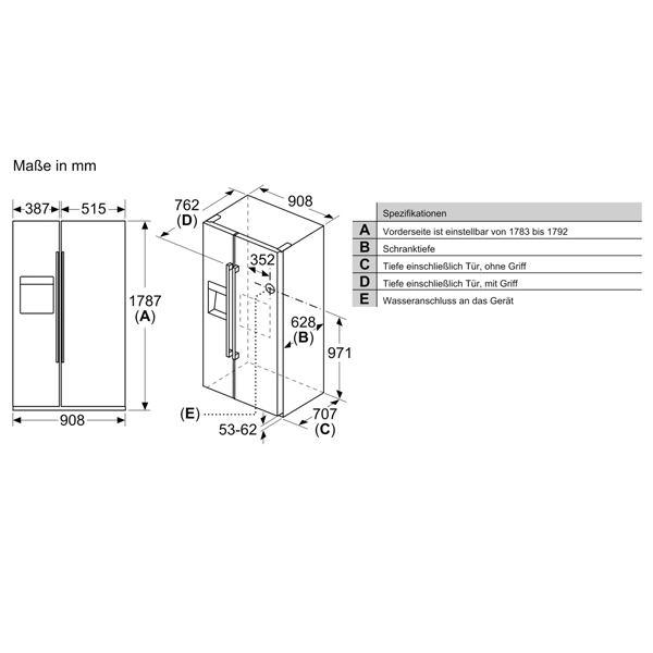 Bosch Serie | 6, NoFrost American Side by Side Double Door Refrigerator-KAG93AI304 - Image 8