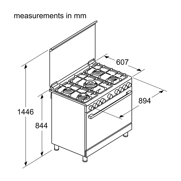 Bosch Series | 2, Stainless Steel Gas Range Cooker 5 Burner-HGV1D0V50M - Image 3